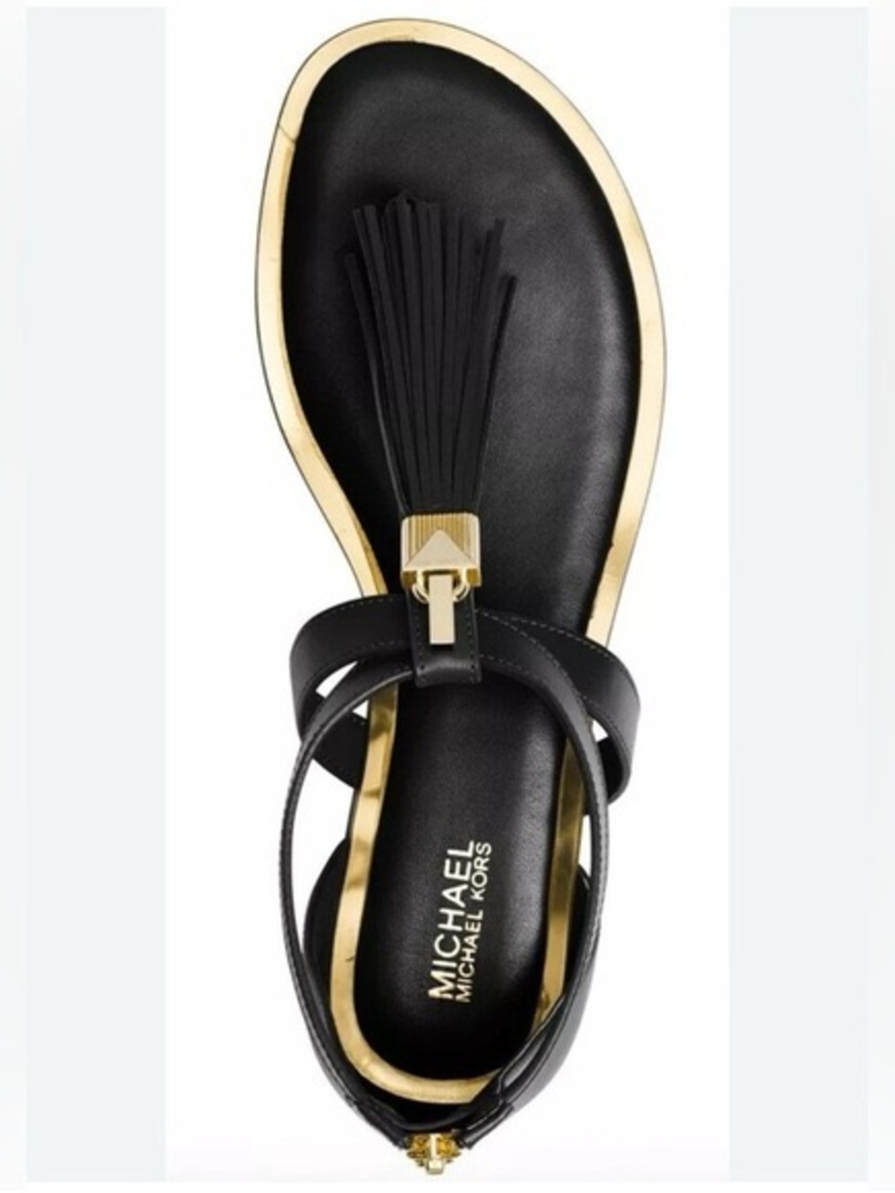 Michael Kors Winslow Sandals
black/gold leather Gladiator lock tassel t-strap 8 - Picture 10 of 10